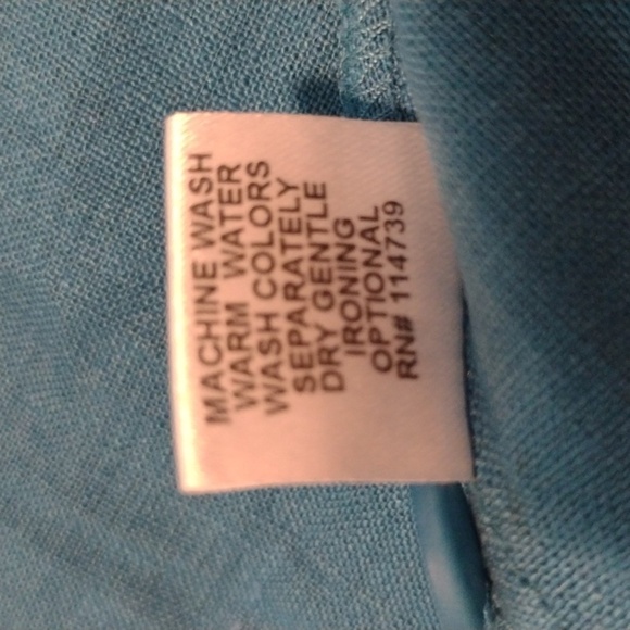 Flax 100% linen turquoise long sleeve tunic Size S - Picture 6 of 6